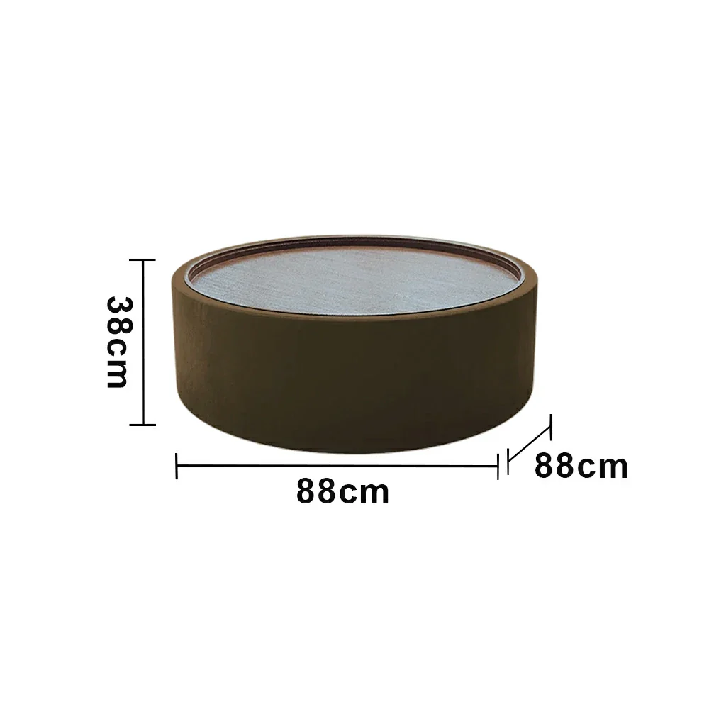 LIVARA Round Storage Coffee Table Hidden Storage Smooth Curved Design Modern Minimal Style - Brown - Image 5
