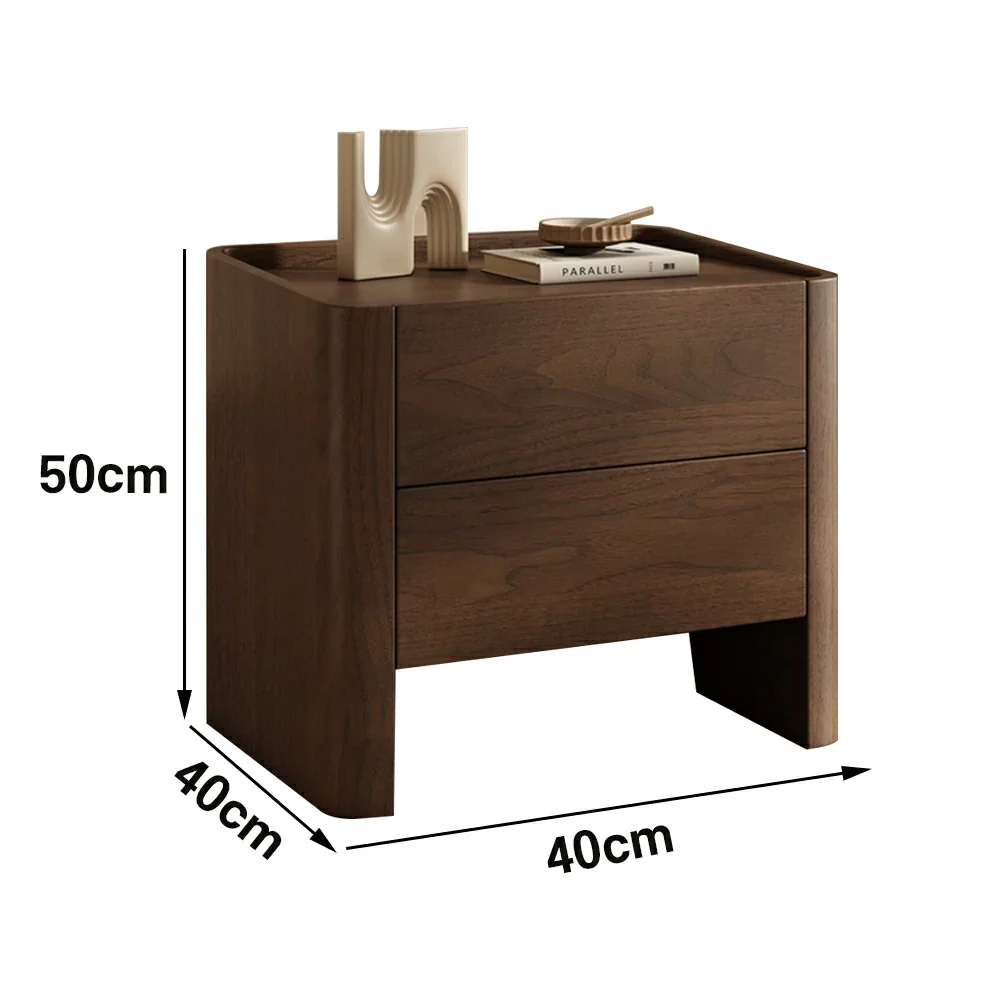 LIVARA Bedside Cabinet Soft-Close Drawer Natural Wood Veneer Hidden Handle Minimalist Design - Walnut - Image 5