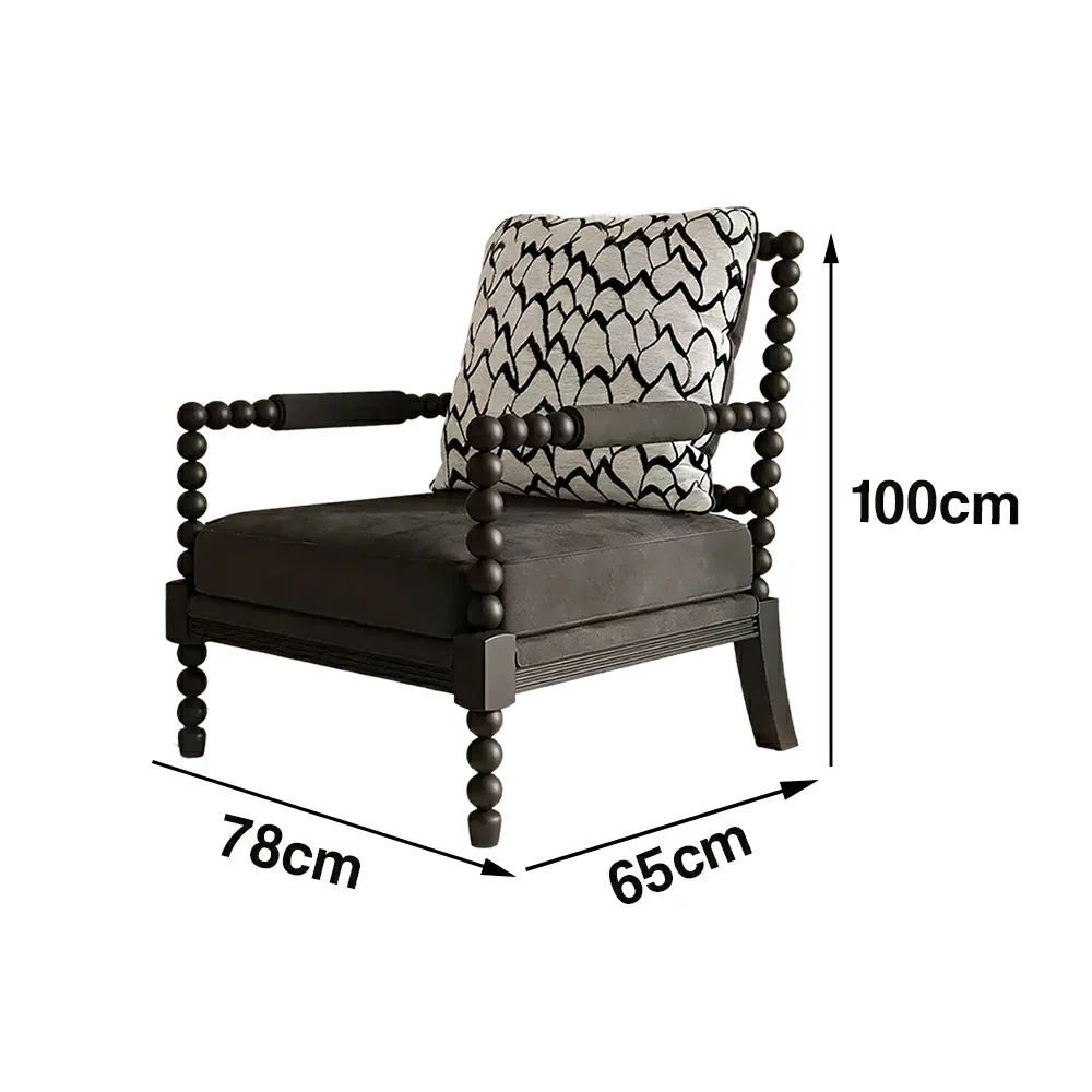 LIVARA Sofa Chair - Feather Jacquard Pattern, Solid Wood Frame, Comfortable Accent Seating for Living Room or Bedroom - Black - Image 5