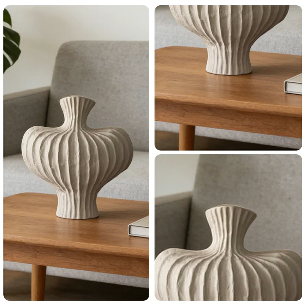 LIVARA Ceramic Vase Decor Display Matte Ceramic Raised-Shoulder Shape Handcrafted Artistic Design - White - Image 3