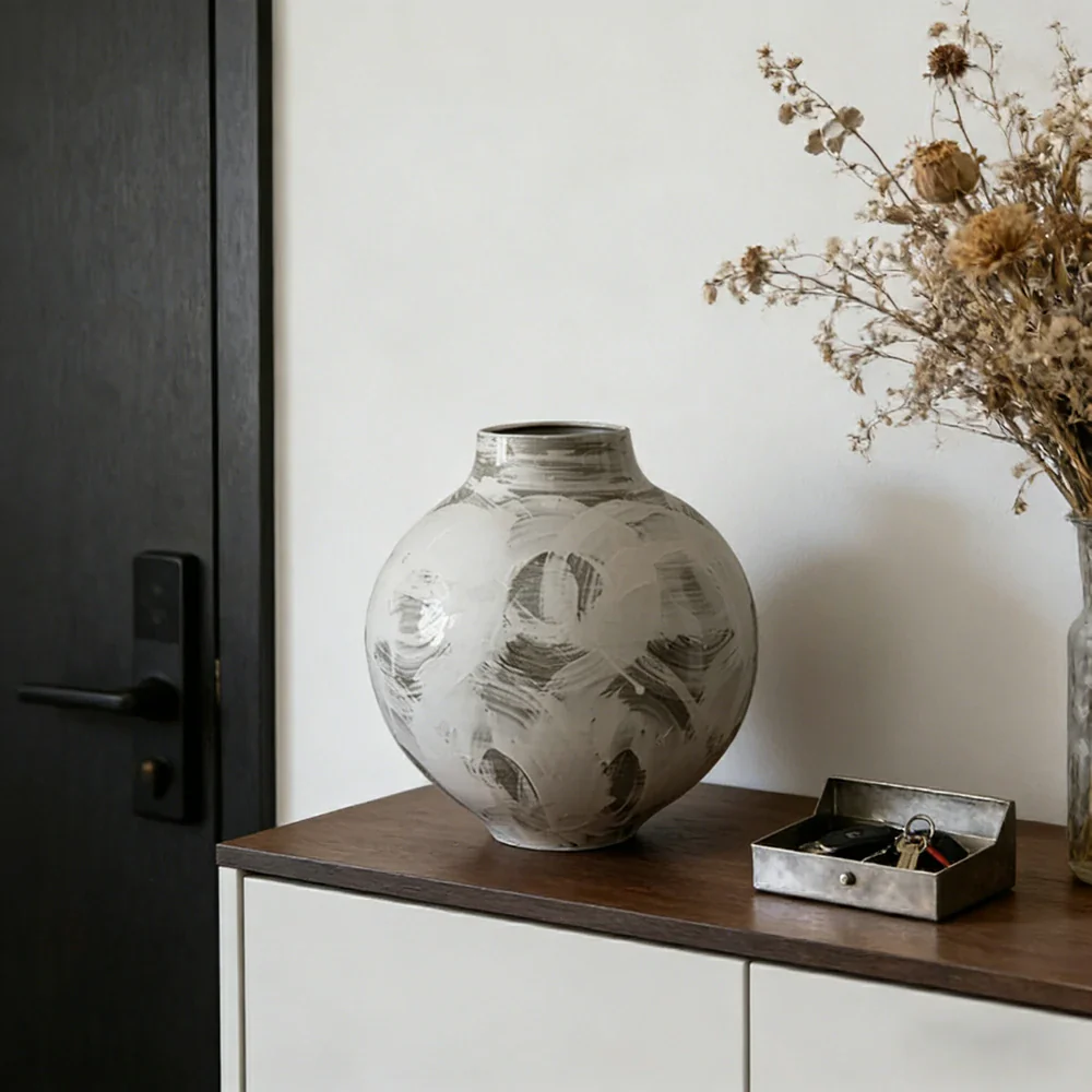 LIVARA Ceramic Vase Decor Display Matte Ceramic Round Belly Shape Handcrafted Artistic Design - Image 2
