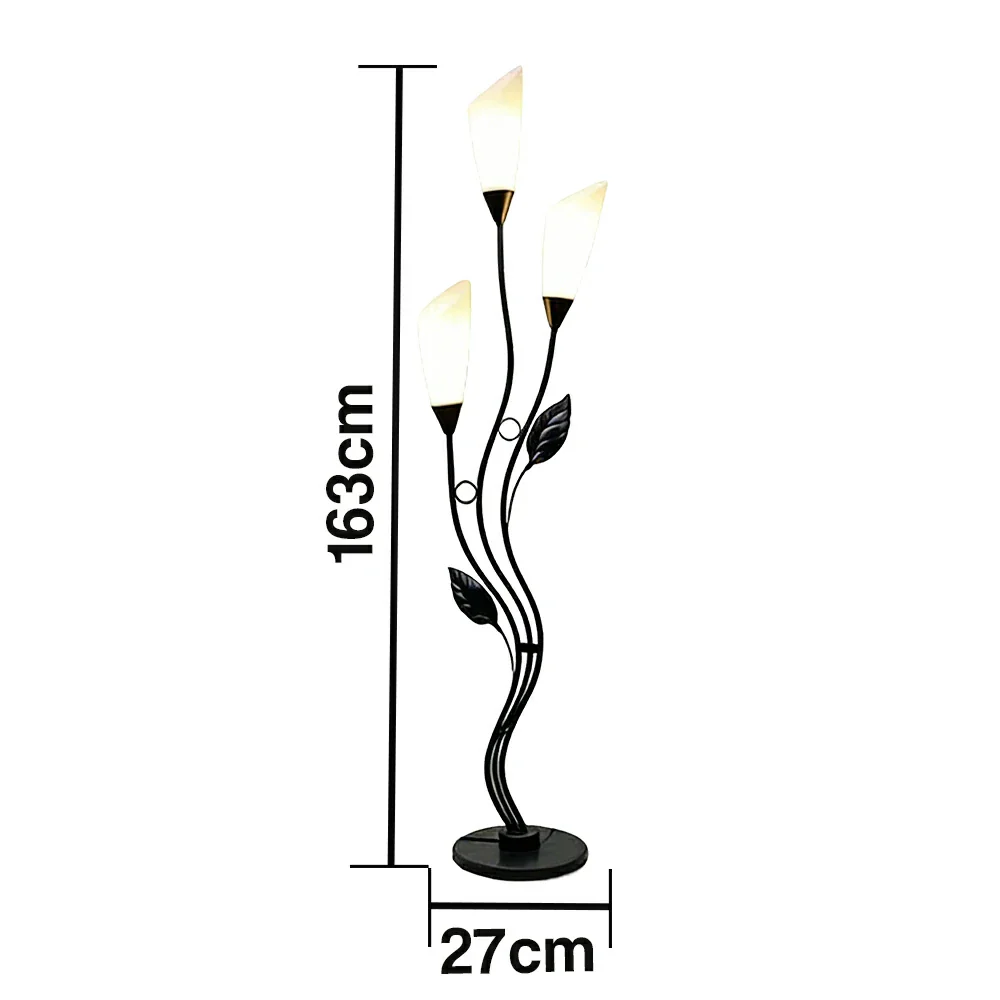 LIVARA Floor Lamp 7/12W Soft Ambient Lighting Acrylic Shade Triple-Light Stable Base Artistic Design - Black - Image 5