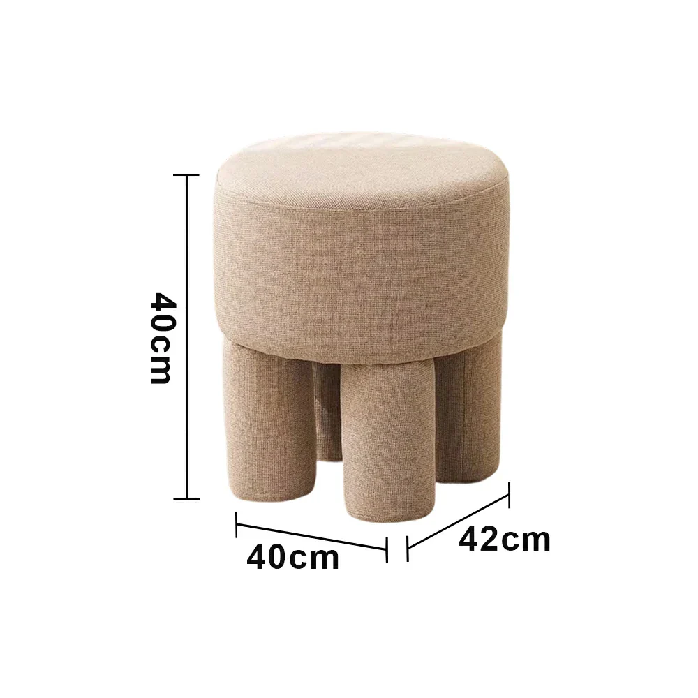LIVARA Ottoman Stool High-Resilience Comfort Cotton Linen Upholstery Compact Modern Design for Versatile Use - Khaki - Image 5