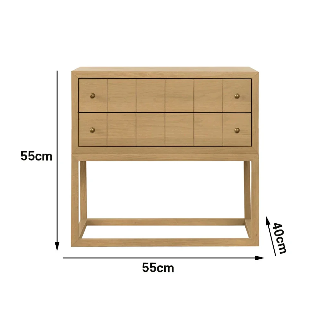 LIVARA Bedside Table - Oak Veneer Finish, Solid Oak Legs, 40cm Nightstand for Bedroom Storage - Oak - Image 5