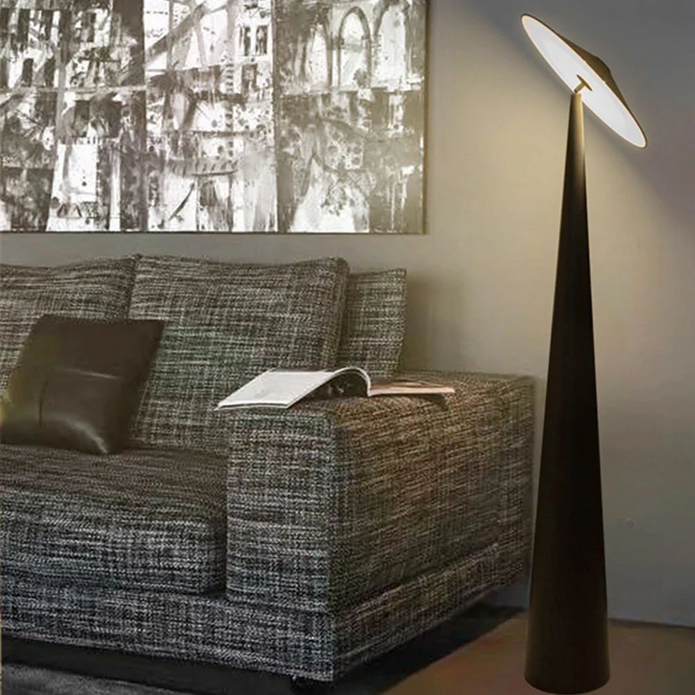 LIVARA Floor Lamp 3-Colour Lighting Iron & Aluminium Body Rotatable Head Floating Disc Design - Image 2