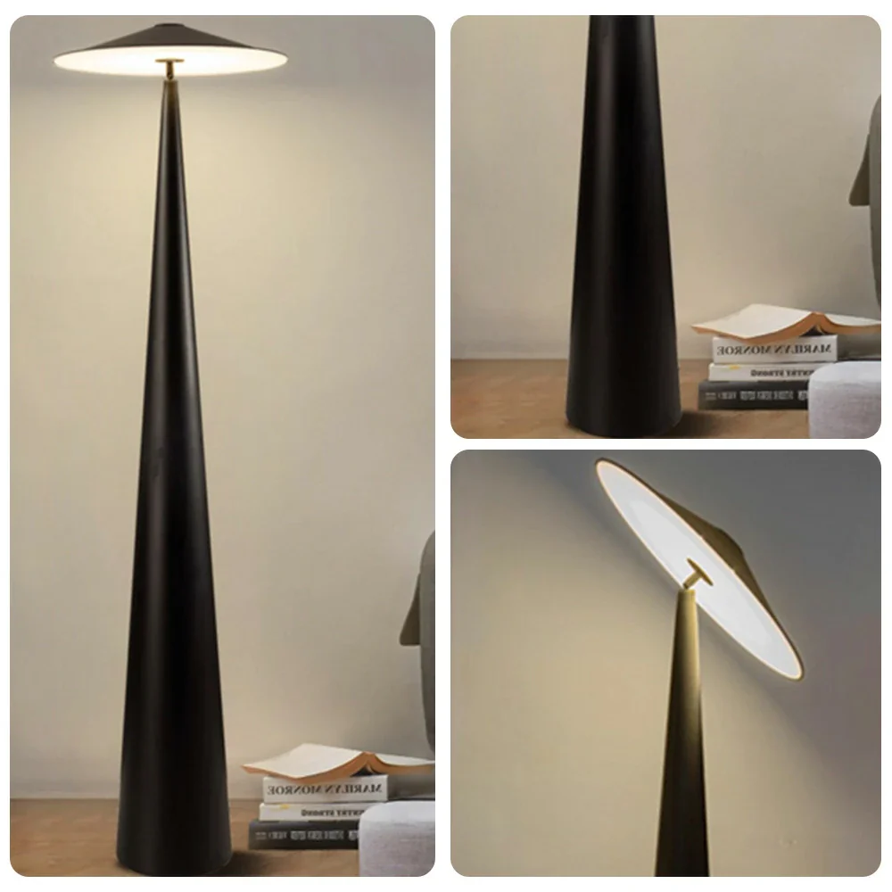 LIVARA Floor Lamp 3-Colour Lighting Iron & Aluminium Body Rotatable Head Floating Disc Design - Image 3