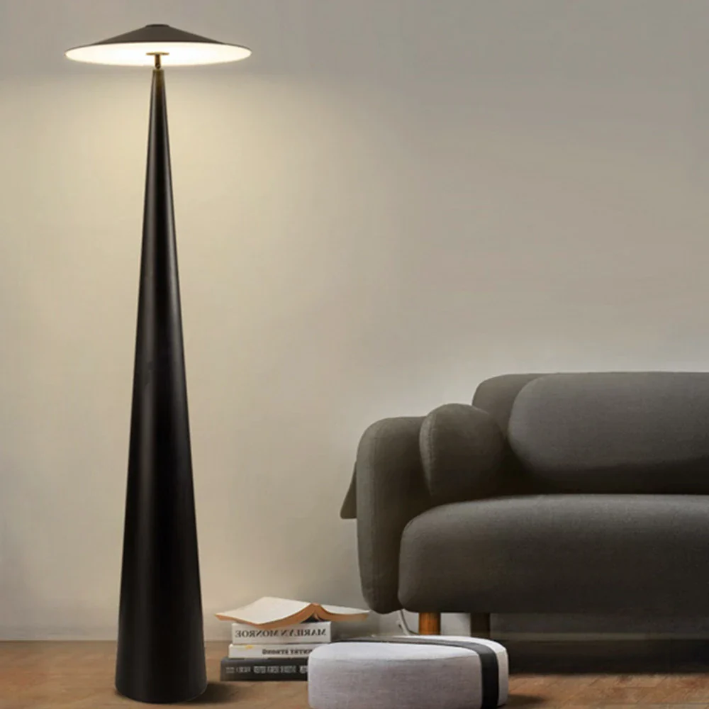 LIVARA Floor Lamp 3-Colour Lighting Iron & Aluminium Body Rotatable Head Floating Disc Design - Image 4