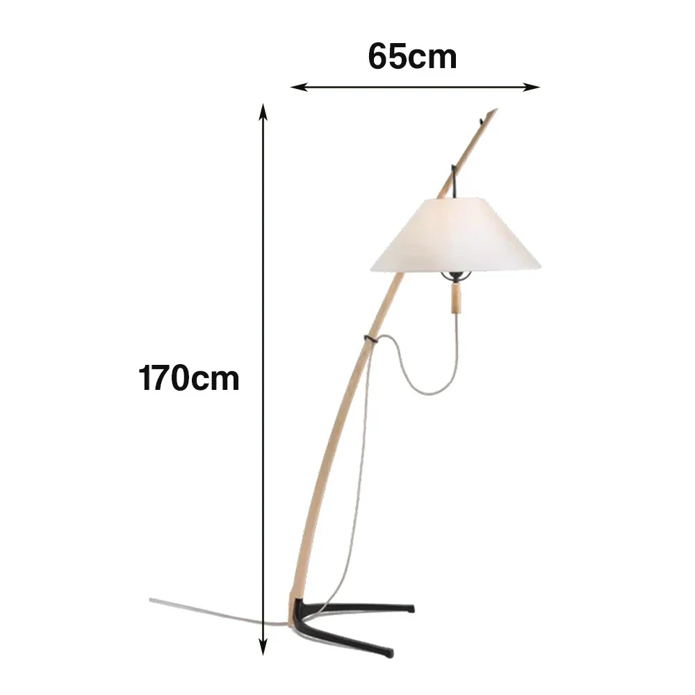 LIVARA Floor Lamp Soft Ambient Lighting Linen Shade Metal & Ash Wood Base Sculptural Tree-Inspired Design - Wood - Image 5