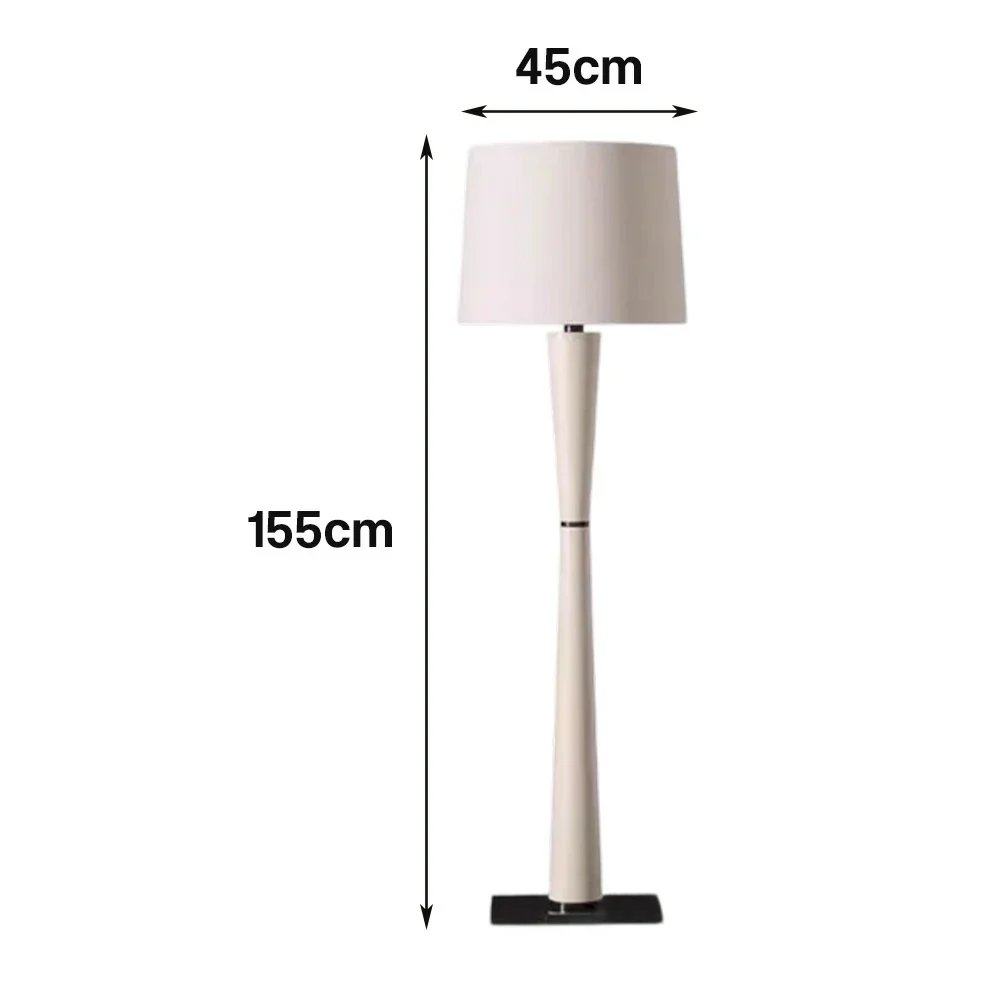 LIVARA Floor Lamp Soft Ambient Lighting Fabric Shade Iron & Leather Body Brushed Electroplated Finish - Image 5