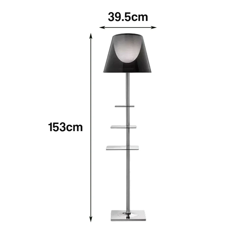 LIVARA Floor Lamp 2-in-1 Lighting & Storage Acrylic Shade Iron Frame Rotatable Multi-Tier Trays - Grey - Image 5
