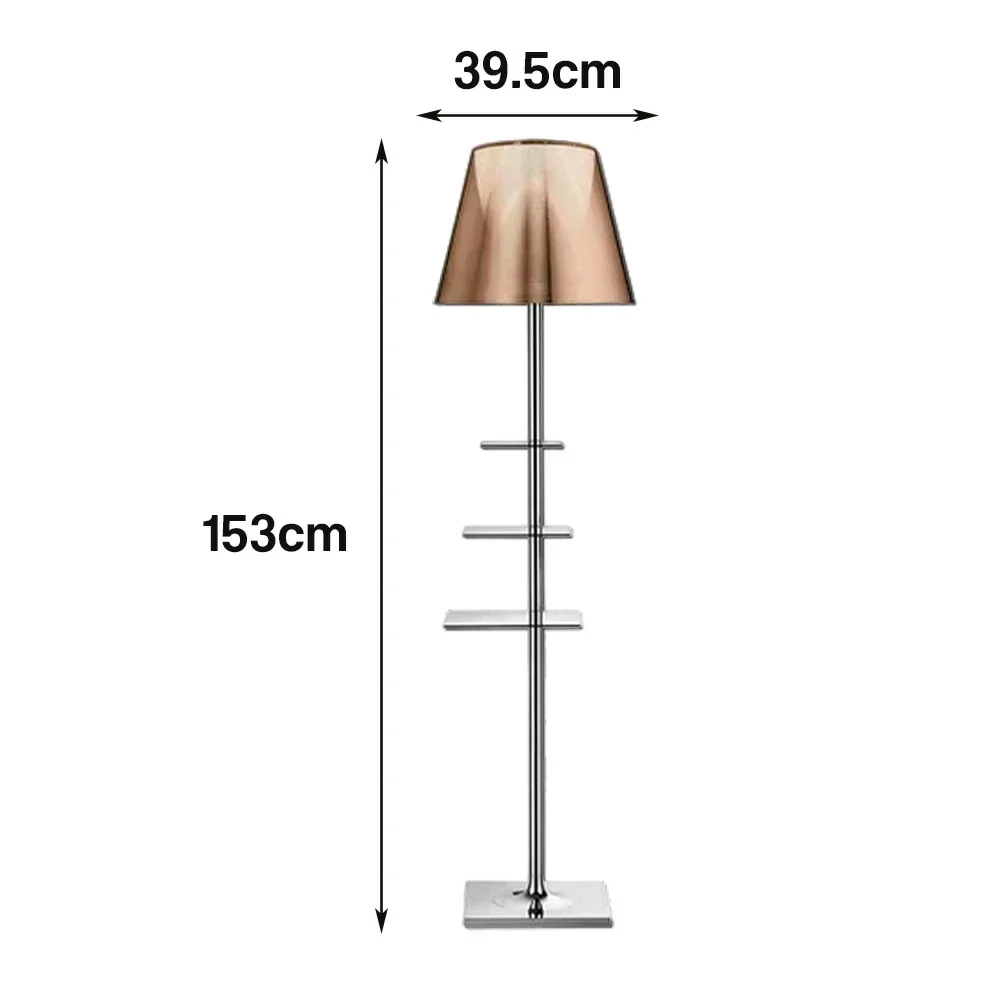 LIVARA Floor Lamp 2-in-1 Lighting & Storage Acrylic Shade Iron Frame Rotatable Multi-Tier Trays - Brown - Image 5