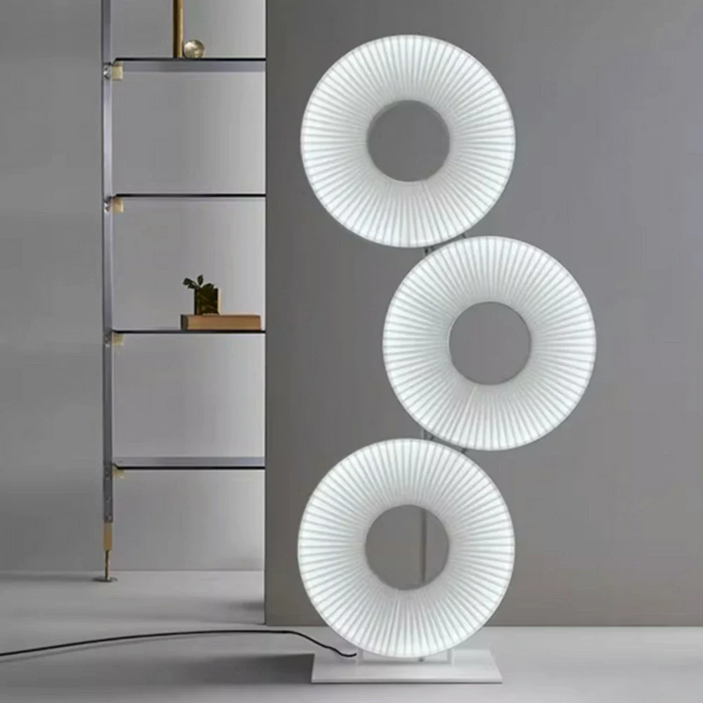 LIVARA Floor Lamp All-Around Ambient Lighting Metal Frame Weighted Base Modern Ring Design - Image 4