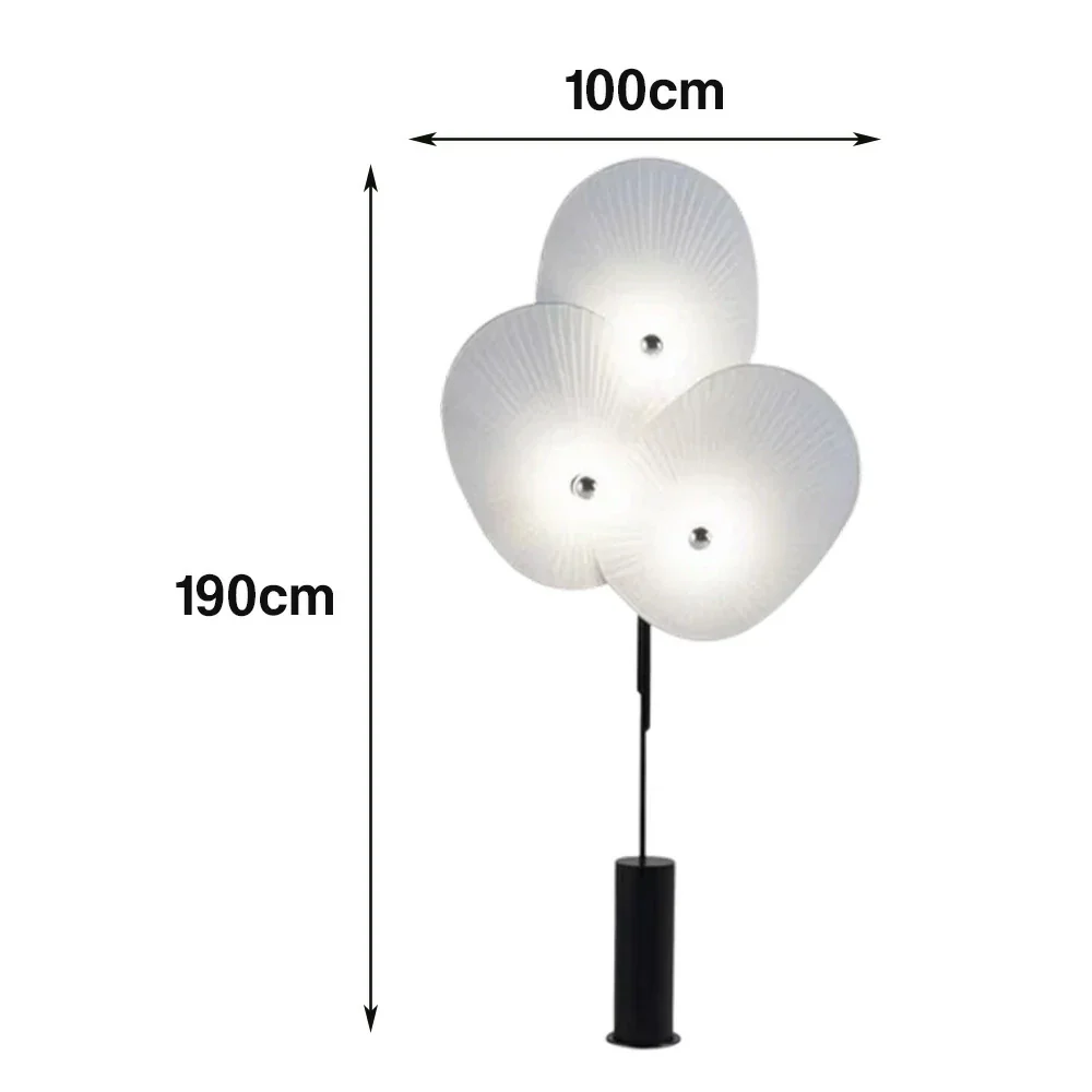 LIVARA Floor Lamp Soft Ambient Lighting Marble Base Fabric & Metal Shade Handcrafted Floral Design - White - Image 5