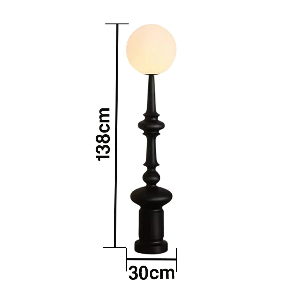 LIVARA Floor Lamp Soft Ambient Lighting Acrylic Shade Resin & Acrylic Body Matte Black Roman Column Design - Image 5
