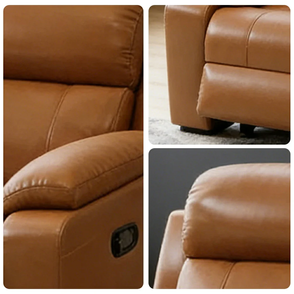 LIVARA Electric Recliner Armchair Wide-Angle Adjustment Premium Imported Leather 7D Fibre Comfort Support - Brown - Image 3