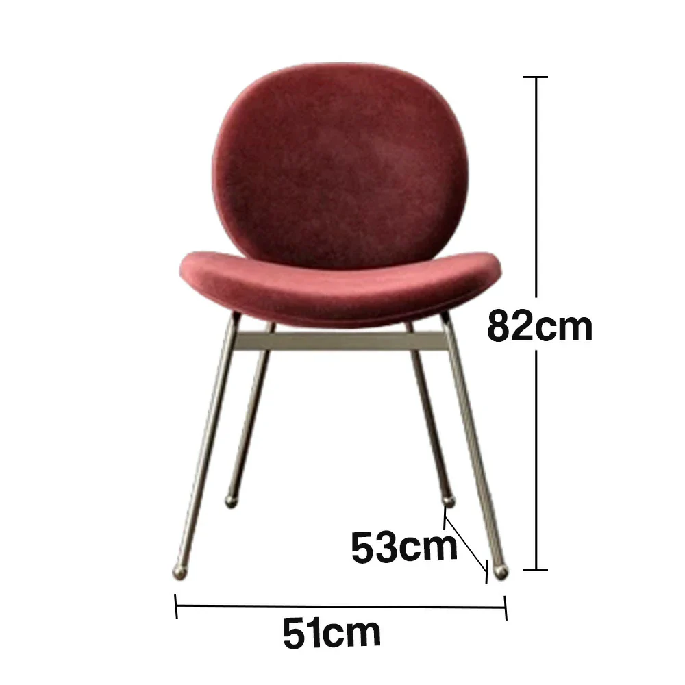LIVARA Chair Curved Backrest High-Resilience Foam Stainless Steel Frame Stable and Durable Design - Red - Image 5