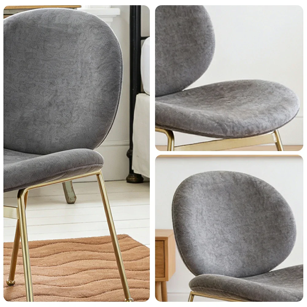 LIVARA Chair Curved Backrest High-Resilience Foam Stainless Steel Frame Stable and Durable Design - Grey - Image 3