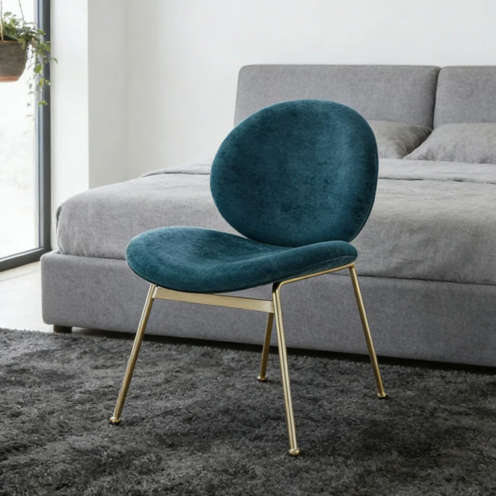 LIVARA Chair Curved Backrest High-Resilience Foam Stainless Steel Frame Stable and Durable Design - Blue - Image 2