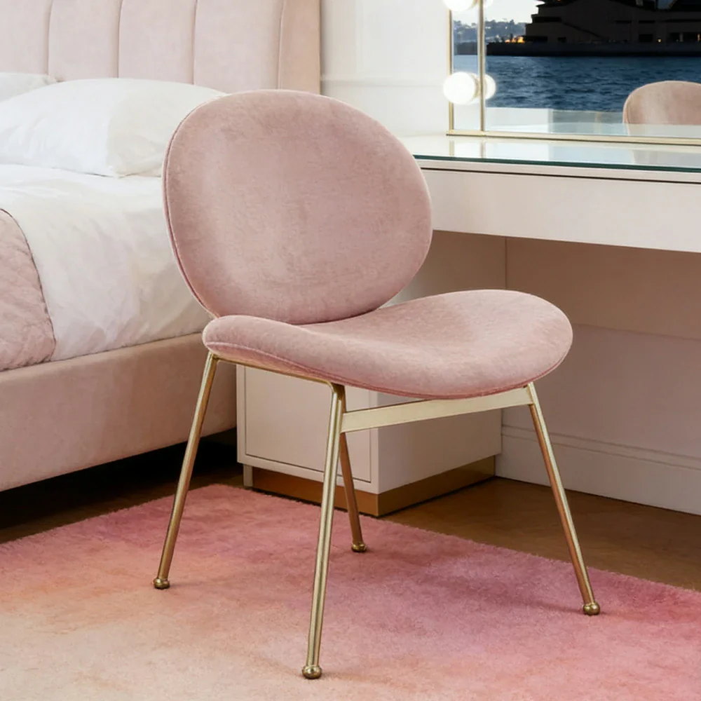 LIVARA Chair Curved Backrest High-Resilience Foam Stainless Steel Frame Stable and Durable Design - Pink - Image 2