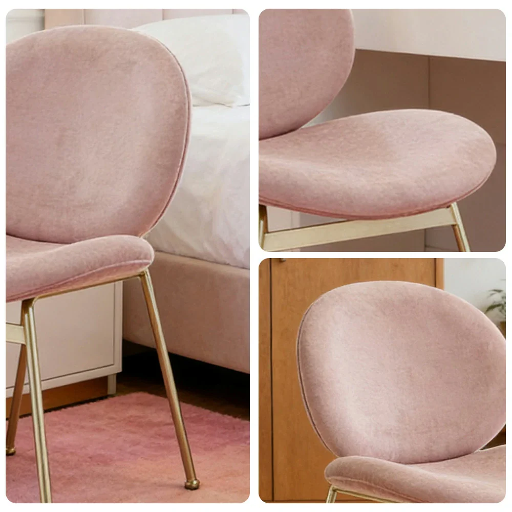 LIVARA Chair Curved Backrest High-Resilience Foam Stainless Steel Frame Stable and Durable Design - Pink - Image 3