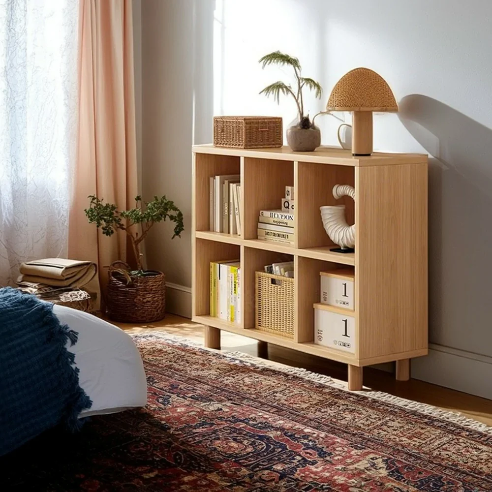 LIVARA Solid Wood Storage Cabinet with Legs - 4/6-Cube Organiser, Sturdy Open Shelving for Living Room & Bedroom - Beech - Image 7