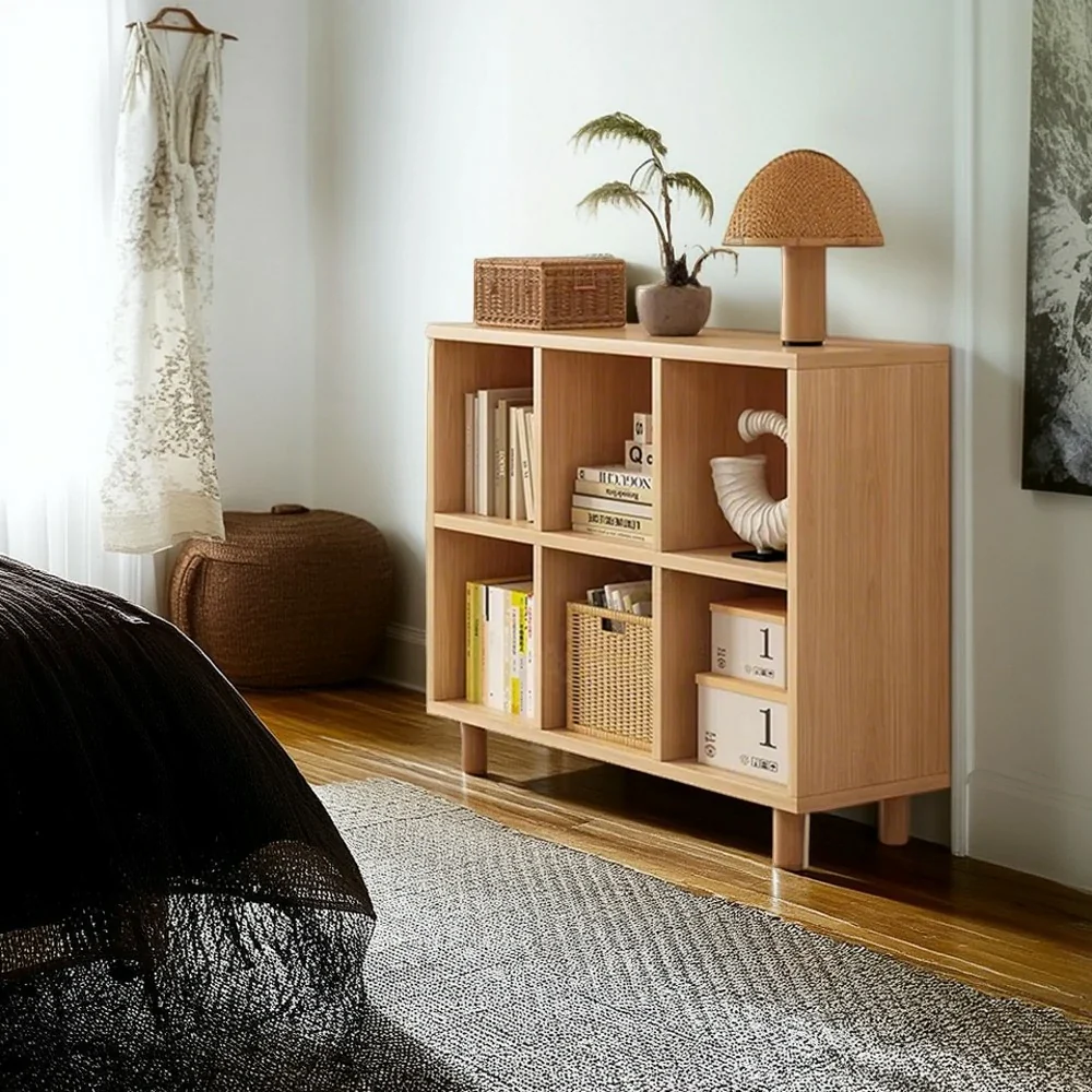 LIVARA Solid Wood Storage Cabinet with Legs - 4/6-Cube Organiser, Sturdy Open Shelving for Living Room & Bedroom - Beech - Image 9