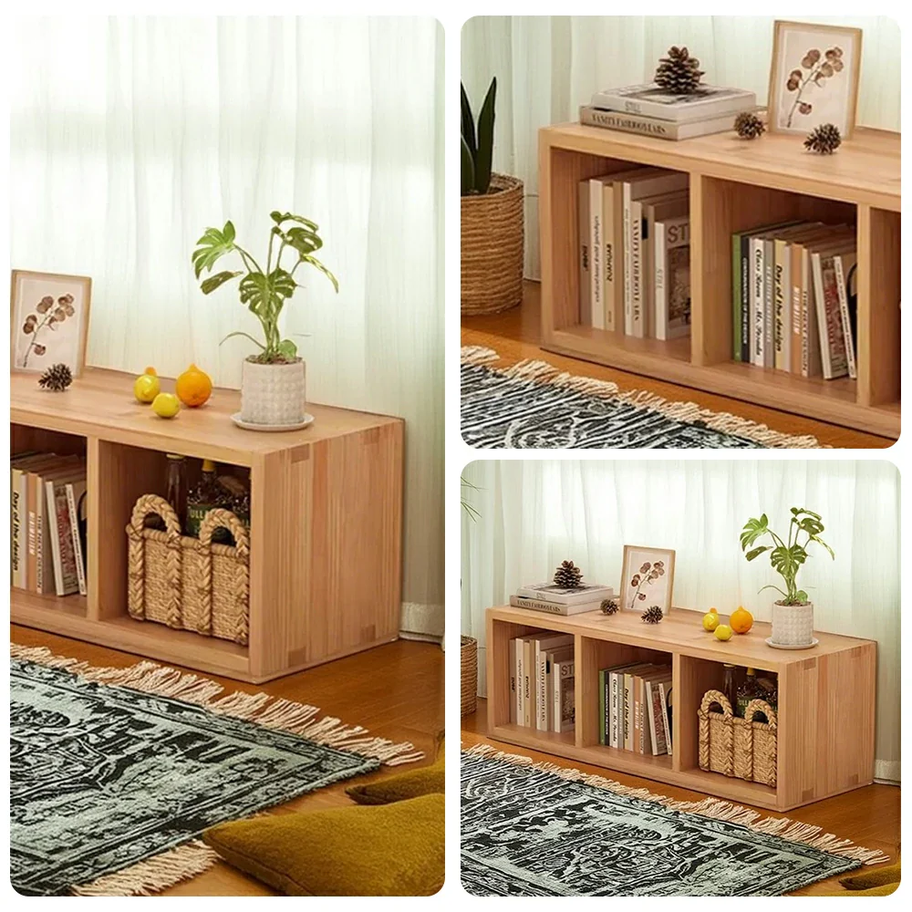 LIVARA Solid Wood Storage Cabinet - 3/4-Cube Open Shelf Organiser, Space-Saving Design for Living Room & Bedroom - Natural Wood - Image 3