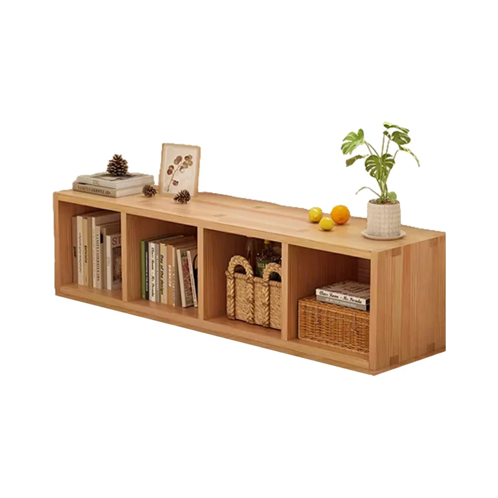 LIVARA Solid Wood Storage Cabinet - 3/4-Cube Open Shelf Organiser, Space-Saving Design for Living Room & Bedroom - Natural Wood - Image 6