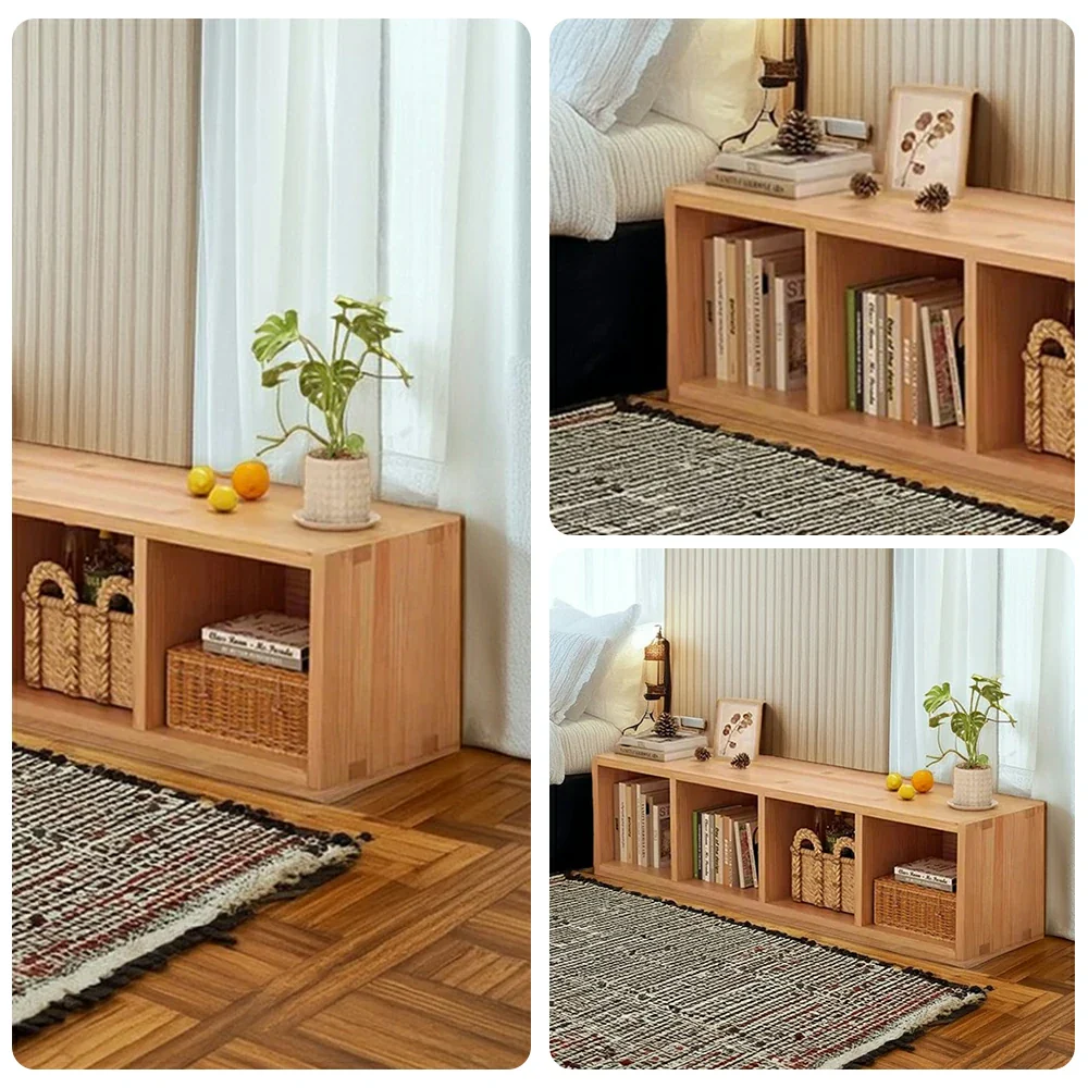 LIVARA Solid Wood Storage Cabinet - 3/4-Cube Open Shelf Organiser, Space-Saving Design for Living Room & Bedroom - Natural Wood - Image 8