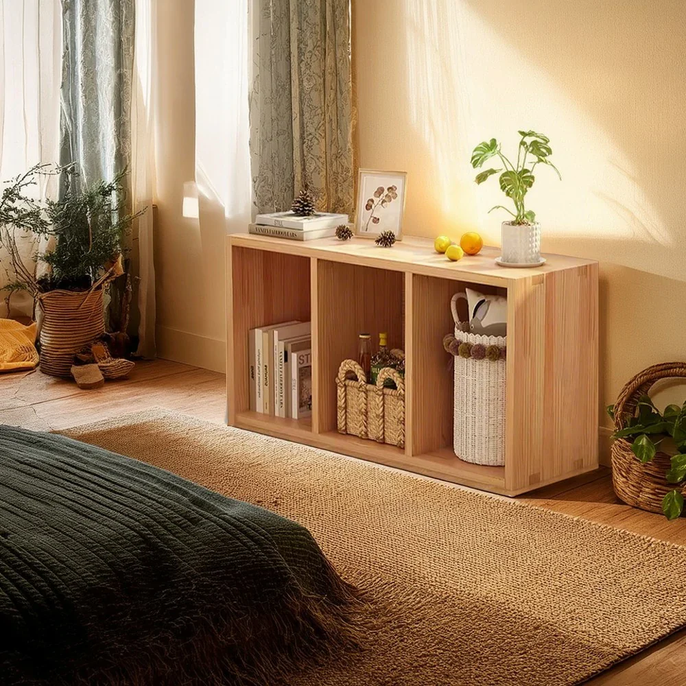 LIVARA Solid Wood Storage Cabinet - Open Shelf Organiser, Space-Saving Design for Living Room & Bedroom - Wood - Image 2