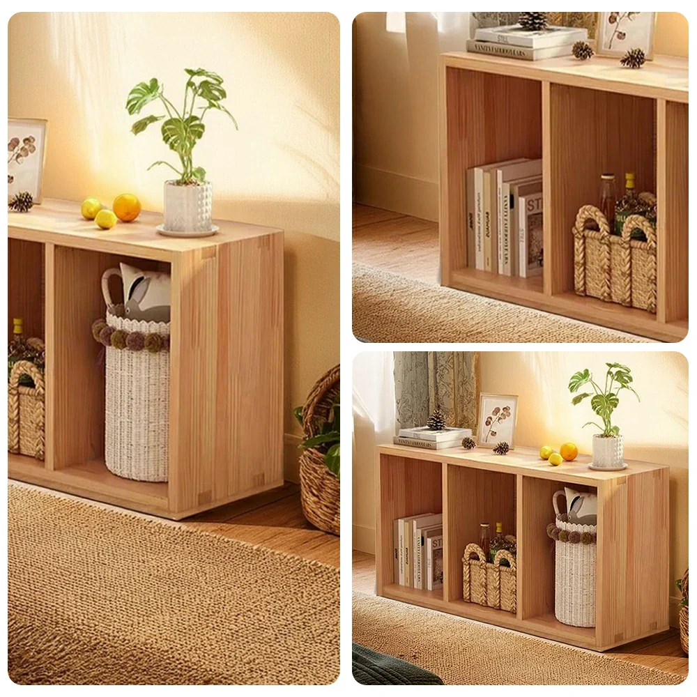 LIVARA Solid Wood Storage Cabinet - Open Shelf Organiser, Space-Saving Design for Living Room & Bedroom - Wood - Image 3