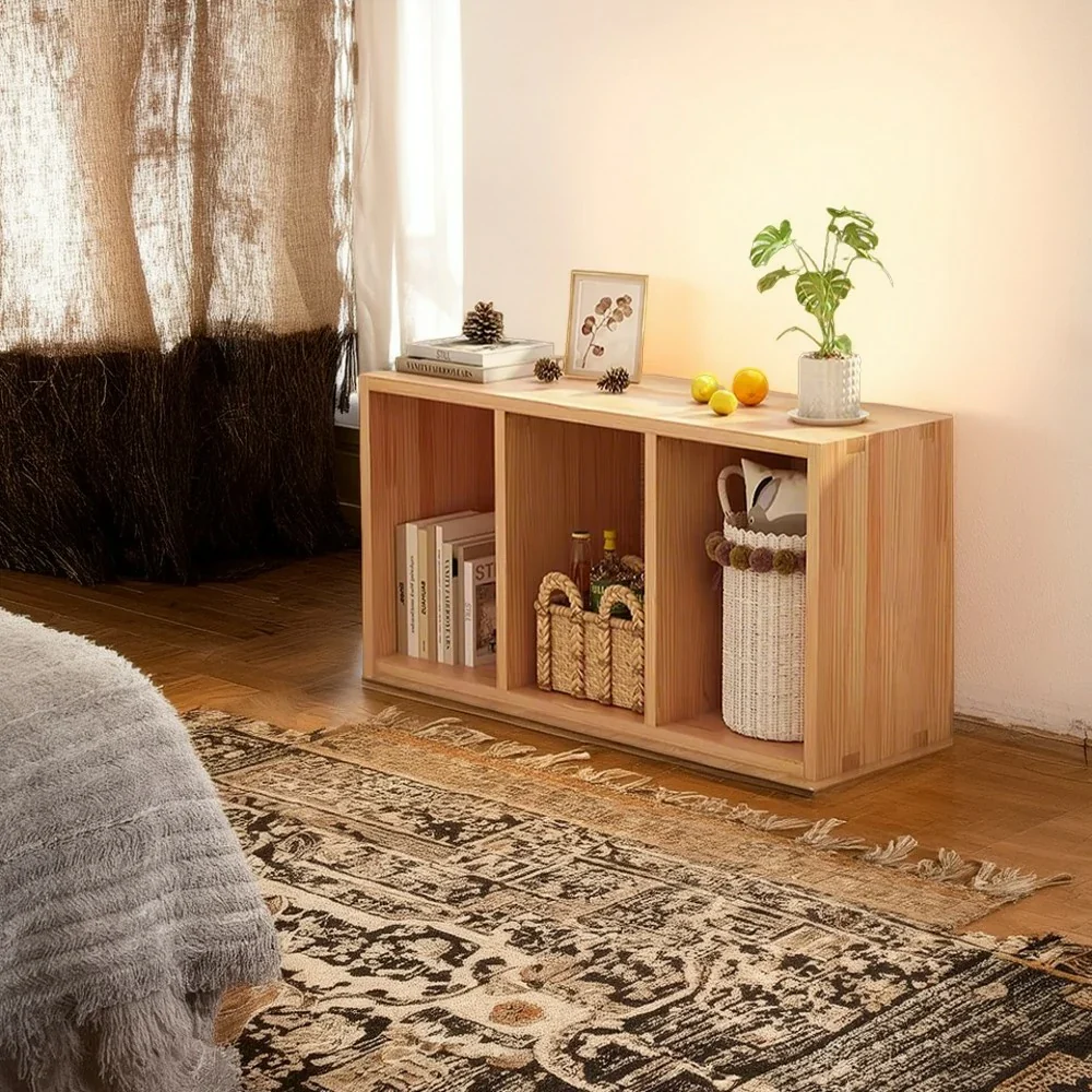 LIVARA Solid Wood Storage Cabinet - Open Shelf Organiser, Space-Saving Design for Living Room & Bedroom - Wood - Image 4