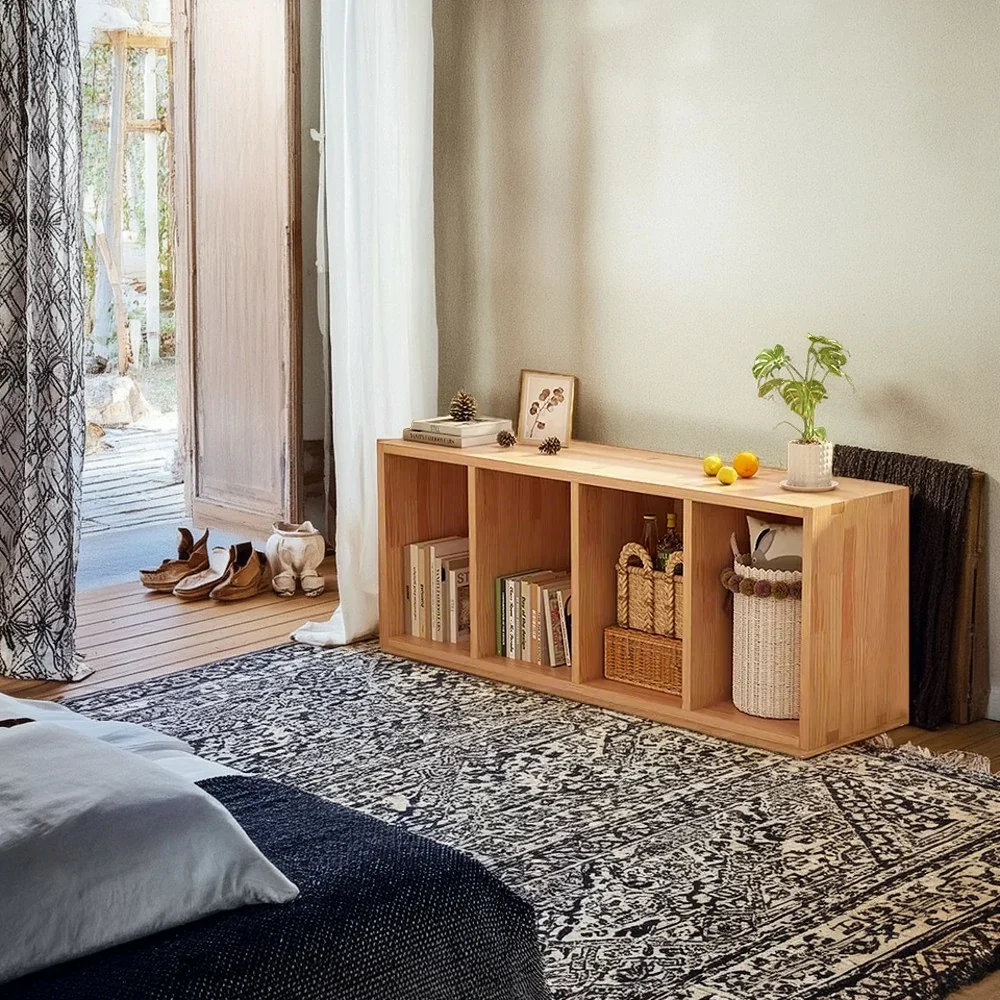 LIVARA Solid Wood Storage Cabinet - Open Shelf Organiser, Space-Saving Design for Living Room & Bedroom - Wood - Image 9