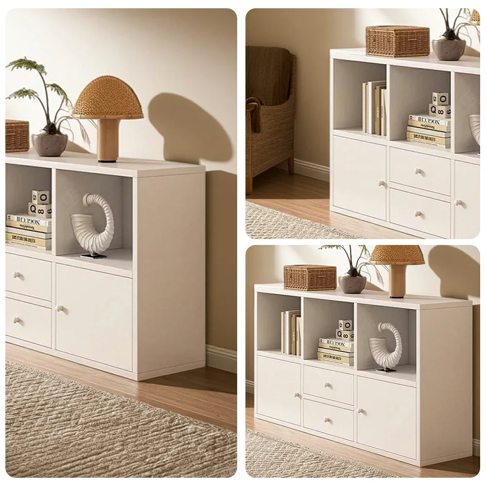 LIVARA Storage Cabinet with Doors & Drawers - 6/8-Cube Organiser, Large Capacity Shelving for Living Room & Bedroom - White - Image 3