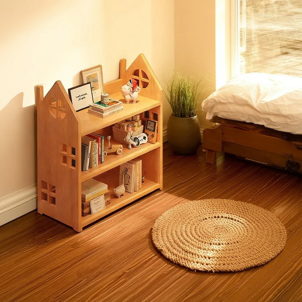 LIVARA Solid Wood Bookshelf - 3/4-Tier Deep Storage Shelf, House Design Organiser for Kids Room & Living Room - Natural Wood - Image 4
