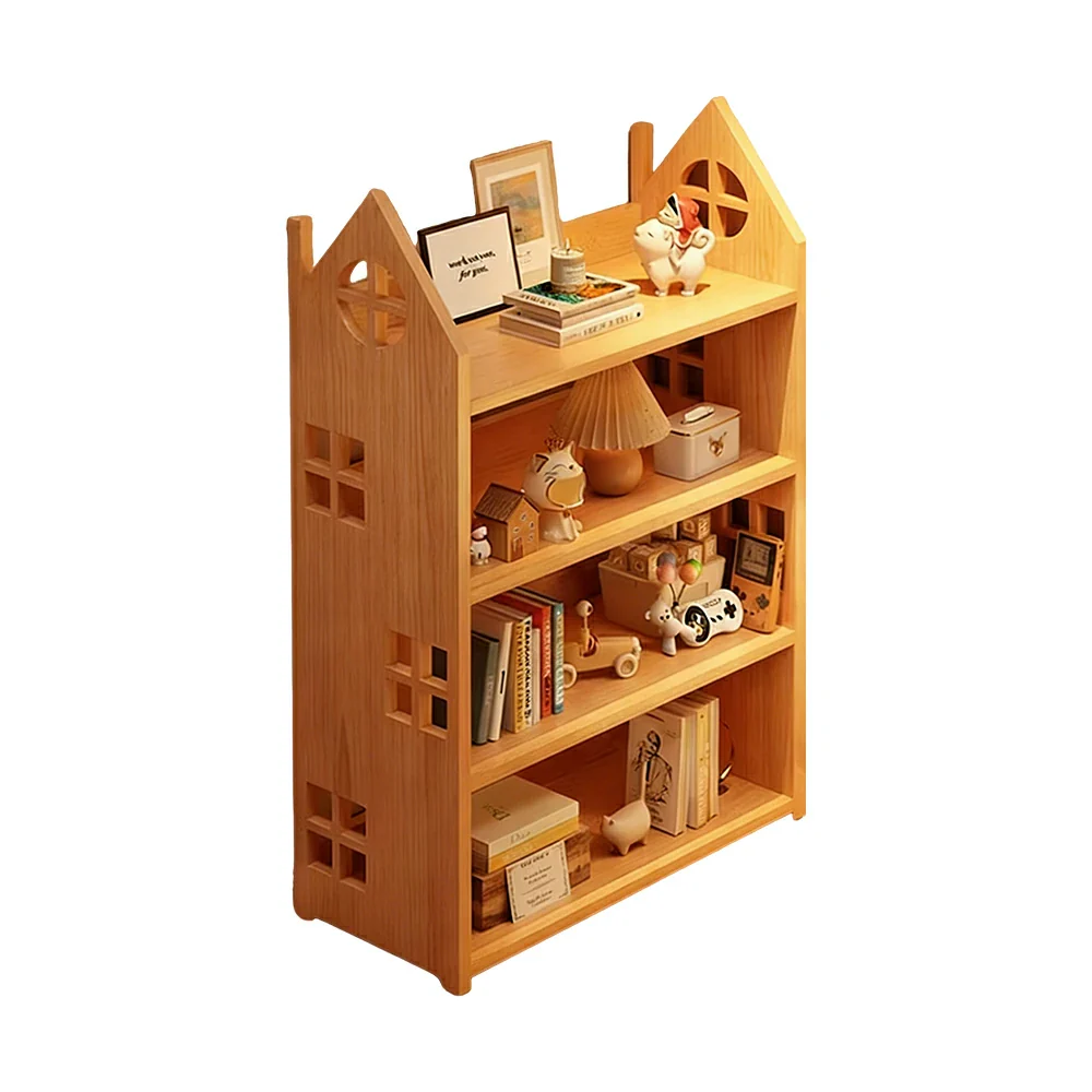 LIVARA Solid Wood Bookshelf - 3/4-Tier Deep Storage Shelf, House Design Organiser for Kids Room & Living Room - Natural Wood - Image 6