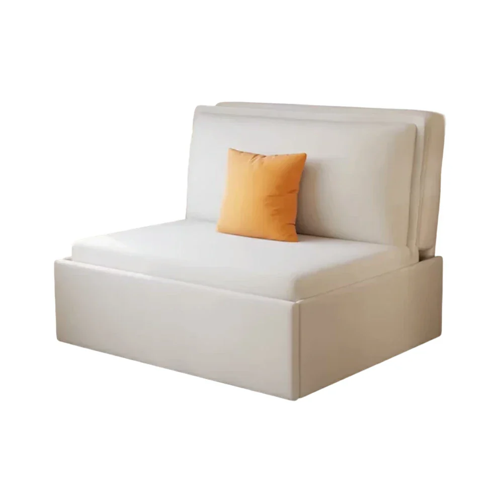 LIVARA 82/102cm Sofa Bed, Sofa to Bed Convertible Design, Soft Velvet Upholstery, Carbon Steel Frame, Removable Cover with Rollers - Beige