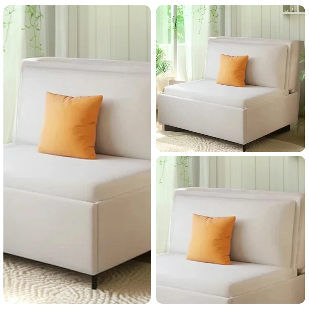 LIVARA 82/102cm Sofa Bed, Sofa to Bed Convertible Design, Soft Velvet Upholstery, Carbon Steel Frame, Removable Cover with Rollers - Beige - Image 3
