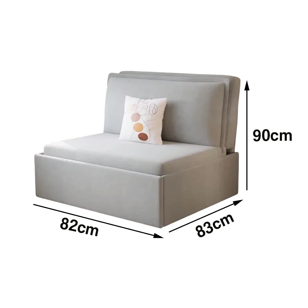 LIVARA 82/102cm Sofa Bed, Sofa to Bed Convertible Design, Soft Velvet Upholstery, Carbon Steel Frame, Removable Cover with Rollers - Grey - Image 5