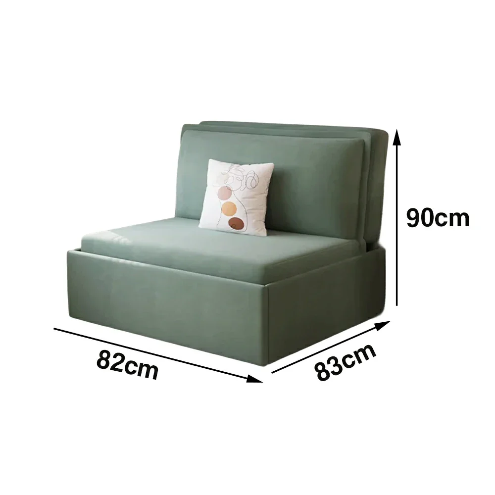 LIVARA 82/102cm Sofa Bed, Sofa to Bed Convertible Design, Soft Velvet Upholstery, Carbon Steel Frame, Removable Cover with Rollers - Green - Image 5