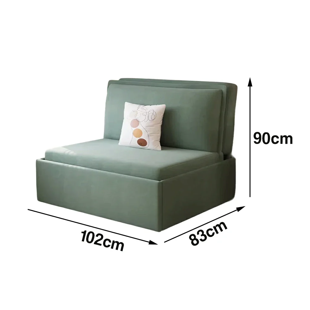 LIVARA 82/102cm Sofa Bed, Sofa to Bed Convertible Design, Soft Velvet Upholstery, Carbon Steel Frame, Removable Cover with Rollers - Green - Image 6