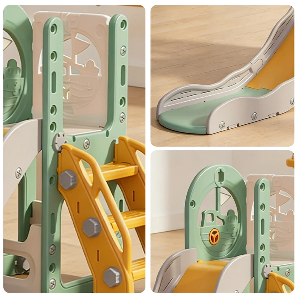 LIVARA Kids Play Slide, Anti-Slip Matte Finish, Tip-Resistant Base, Safe Rounded Edges, Integrated Toy Storage - Green - Image 3