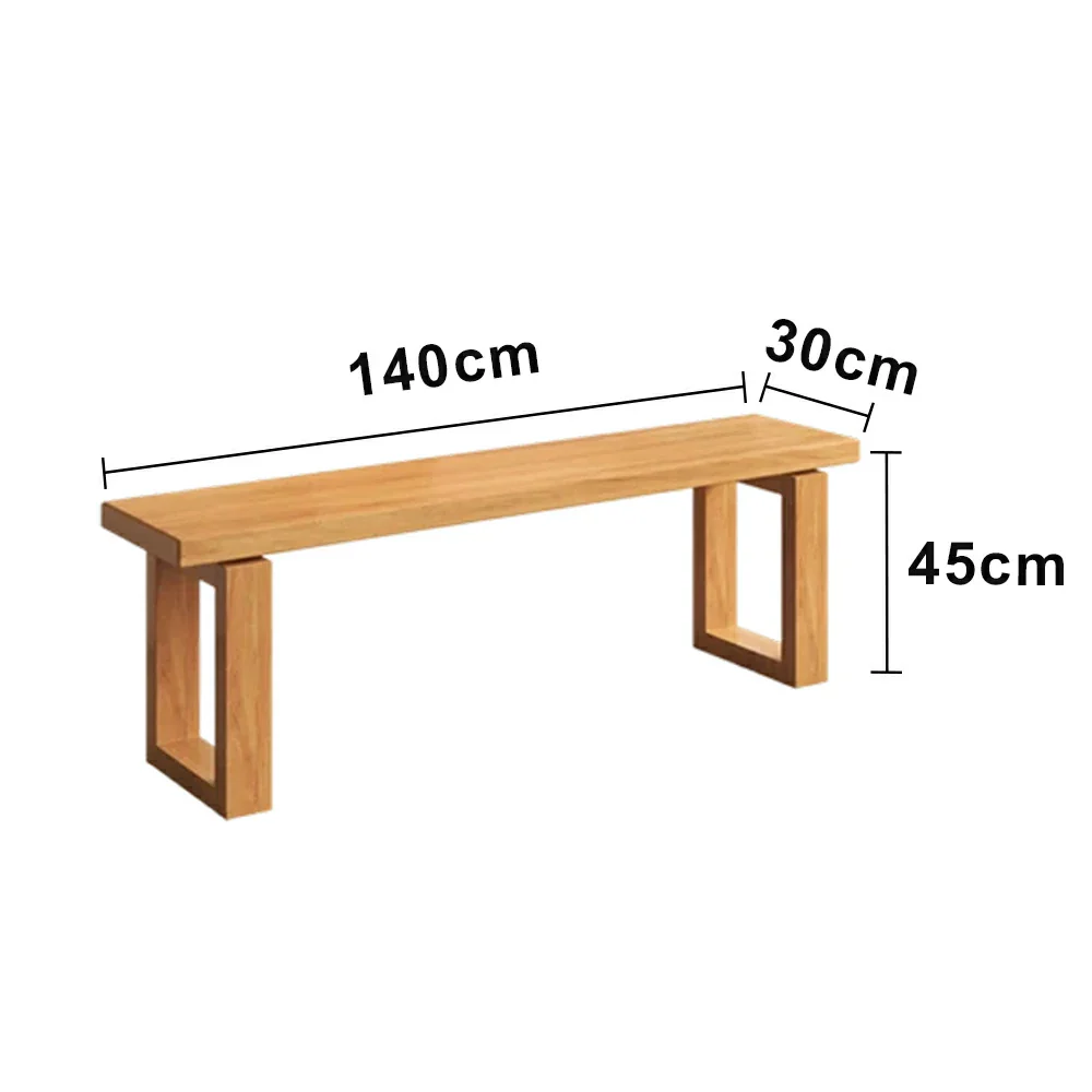LIVARA 120/140cm Solid Wood Bench Seating - Closed Frame Square Legs Design with 4.5cm Thick Top, Heavy-Duty Dining & Pool Table Bench for Home & Game Rooms - Natural Wood - Image 6