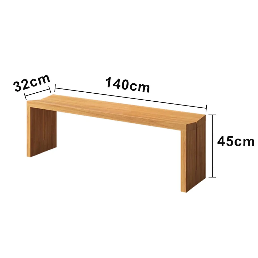 LIVARA 120/140cm Solid Wood Bench Seating - Minimalist Panel Legs Design with 4.5cm Thick Top, Heavy-Duty Dining & Pool Table Bench for Home & Game Rooms - Natural Wood - Image 6