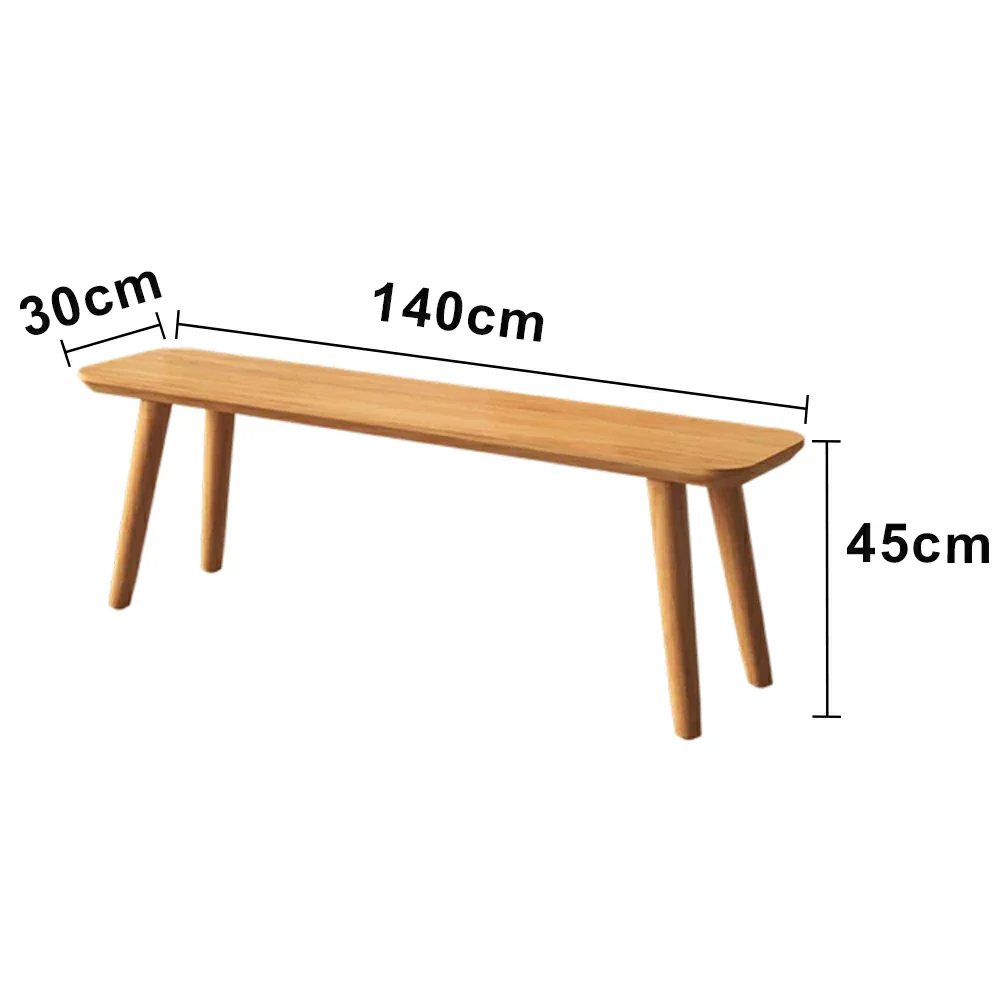 LIVARA 120/140cm Solid Wood Bench Seating - Tapered Round Legs Design with 4.5cm Thick Top, Heavy-Duty Dining & Pool Table Bench for Home & Game Rooms - Natural Wood - Image 6
