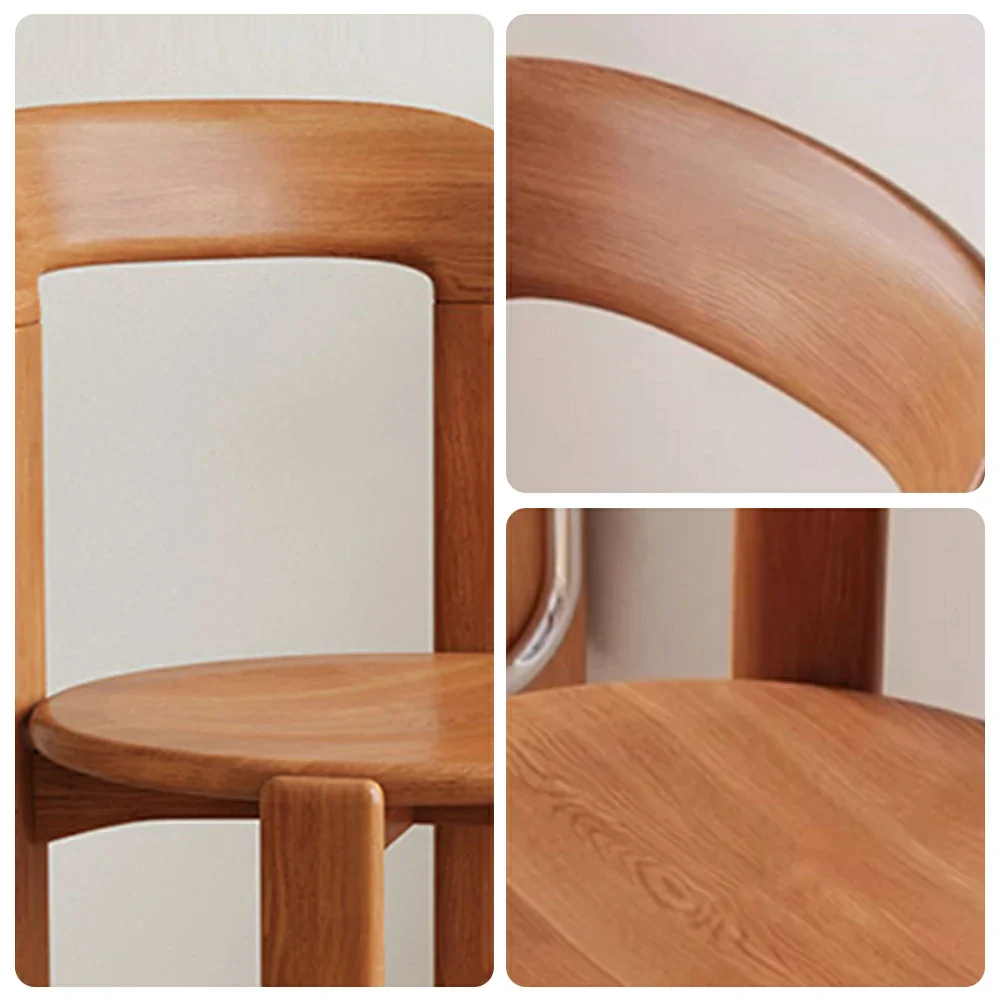 LIVARA Dining Chair - Ergonomic Curved Backrest - Solid Wood Frame - Thickened Stable Legs for Home & Cafe Use - Walnut - Image 3