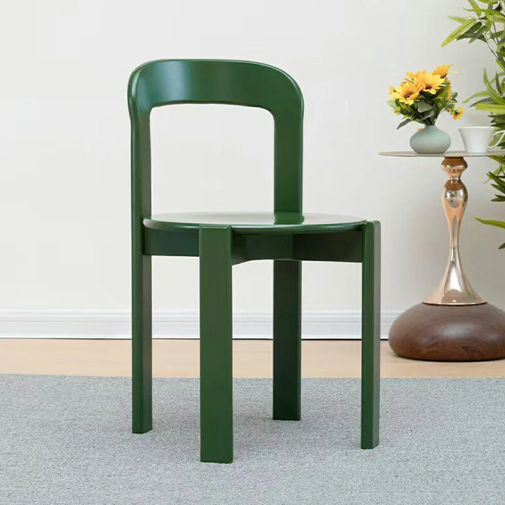 LIVARA Dining Chair - Ergonomic Curved Backrest - Solid Wood Frame - Thickened Stable Legs for Home & Cafe Use - Green - Image 4