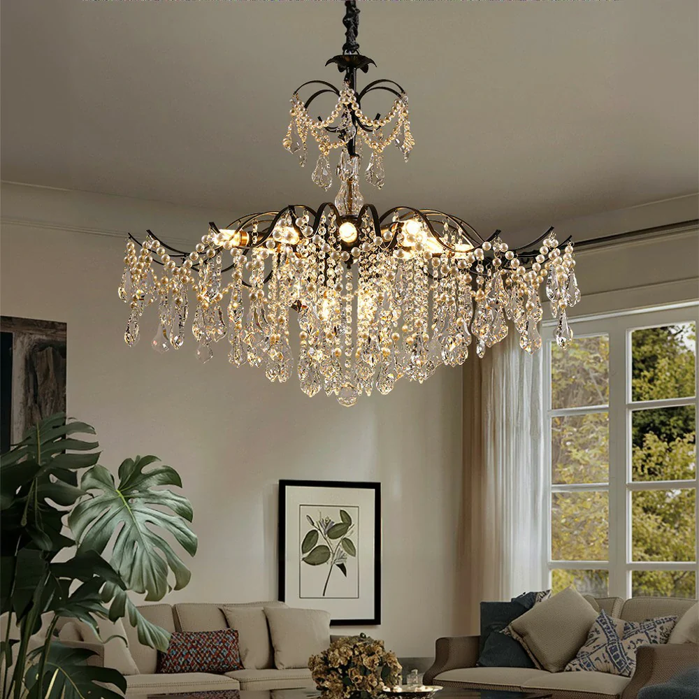 LIVARA Crystal Pendant Light 50/65/80cm High-Quality Iron Frame, Adjustable Height, Crystal Beads, Elegant Light Diffusion - Image 12