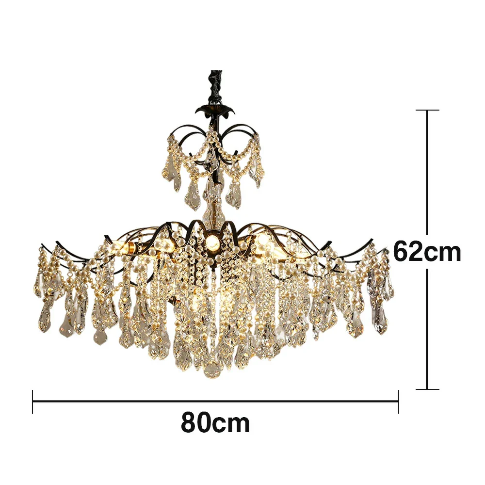 LIVARA Crystal Pendant Light 50/65/80cm High-Quality Iron Frame, Adjustable Height, Crystal Beads, Elegant Light Diffusion - Image 15