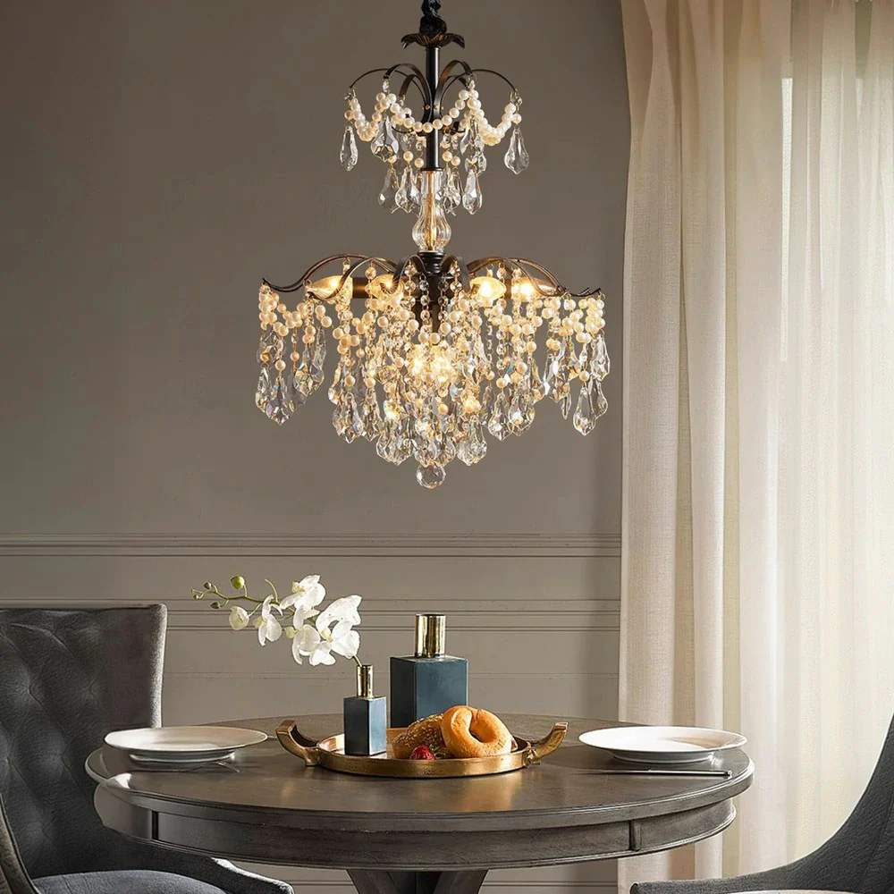 LIVARA Crystal Pendant Light 50/65/80cm High-Quality Iron Frame, Adjustable Height, Crystal Beads, Elegant Light Diffusion - Image 2